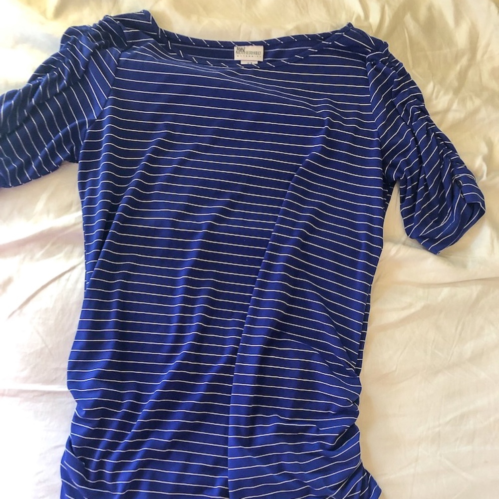 Motherhood Maternity Blue White Stripe Blouse M